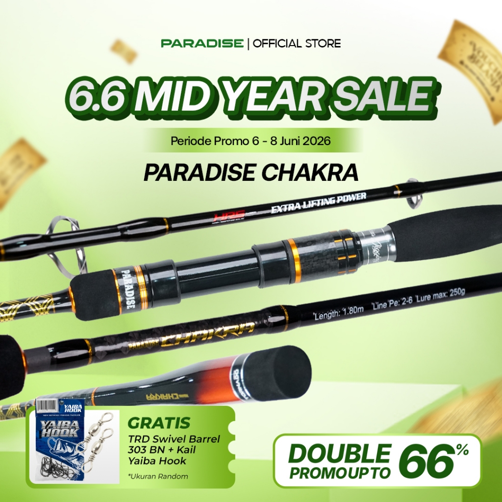 Paradise - Joran Pancing Paradise Chakra Jigging Mancing Dasaran Laut | PE 2-6 180Cm Joran Pancingan