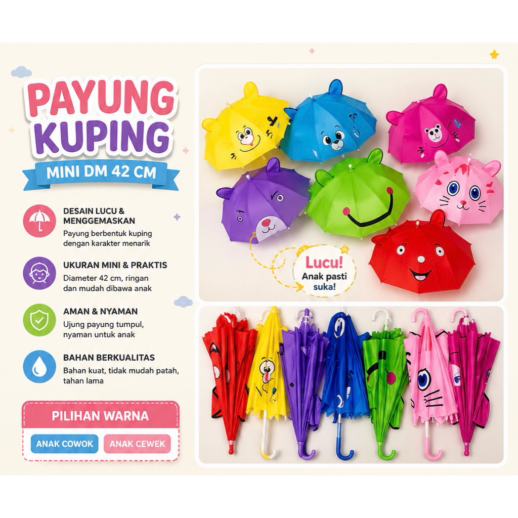 payung anak / payung anak tanduk / payung anak sd / payung anak tanggung / payung anak karakter payu