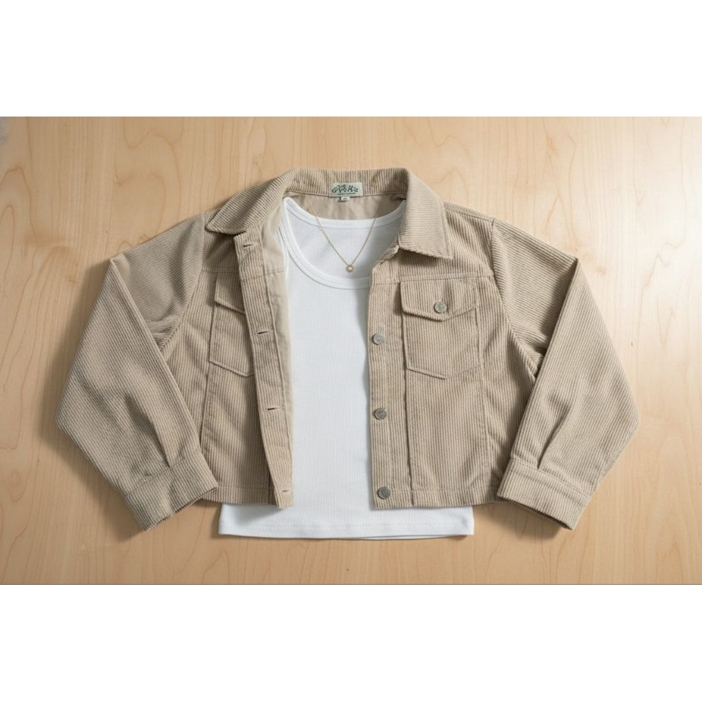 jaket crop basic Corduroy / kameja crop Corduroy wanita Korean style