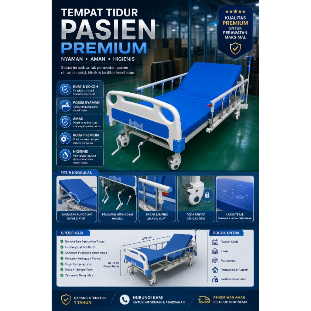 Tempat Tidur Pasien 2 Crank ABS - Bed Pasien 2 crank ABS