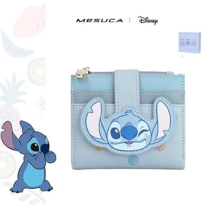 Disney Dompet Lipat Wanita Warna Biru Lilo Stitch Original Wallet Free Box