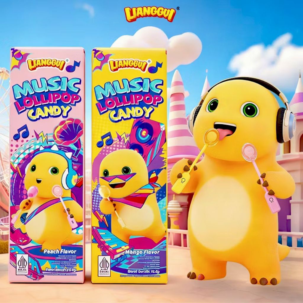 Lianggui Music Lollipop Candy Original Permen Musik Bisa Putar Lagu Rasa Peach Mango BPOM Halal