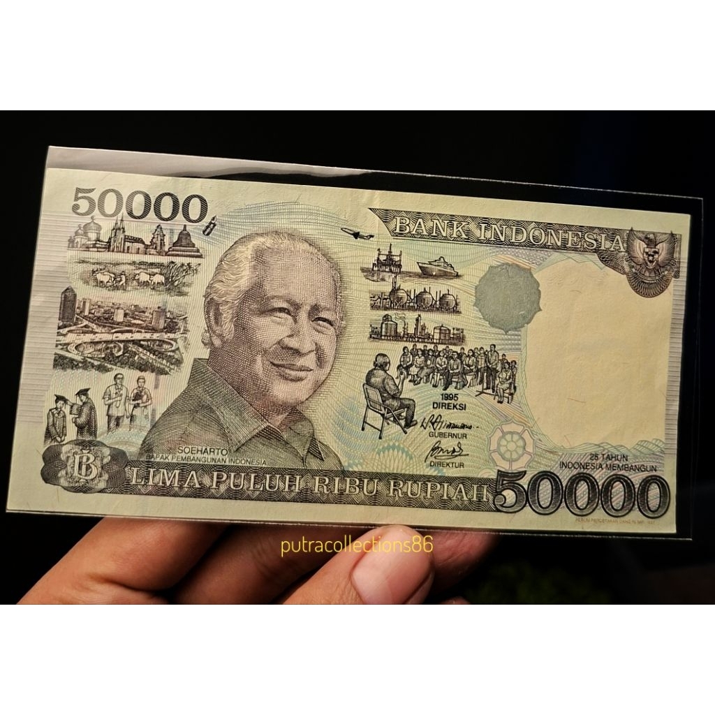 uang 50 ribu rupiah seri suharto tahun 1995 asli