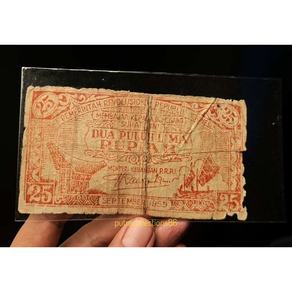 uang 25 rupiah ori tahun 1959 asli PRRI