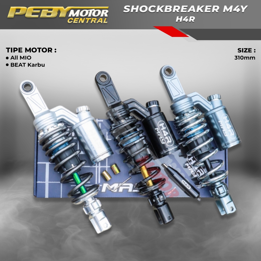 Shockbreaker Belakang H4R M4Y Series Single Shock 310mm All Mio Beat Karbu