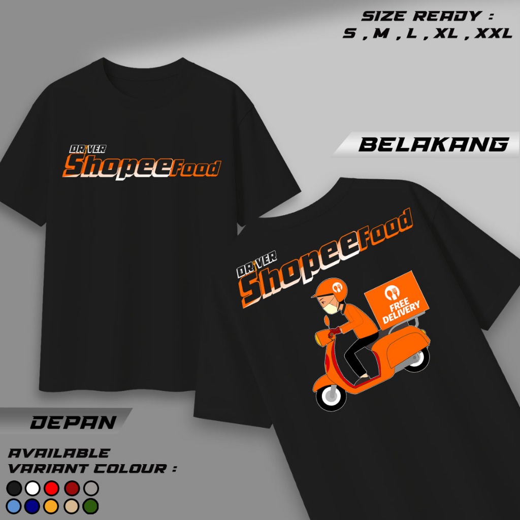 Lings Kaos - Kaos Driver Shopee Food - Kaos Distro Catton Premium - Kaos Pria Wanita - Kekinian - Ka