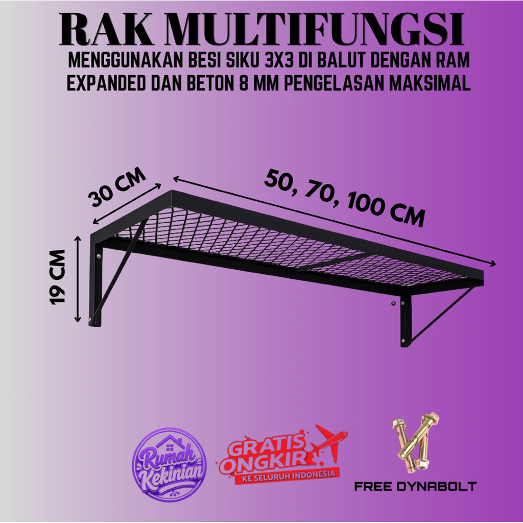 Rak Dinding Multifungsi Besi Kuat – Rak Helm, Rak Buku, Rak Sepatu, Rak Pot Tanaman, Rak Ambalan Pot