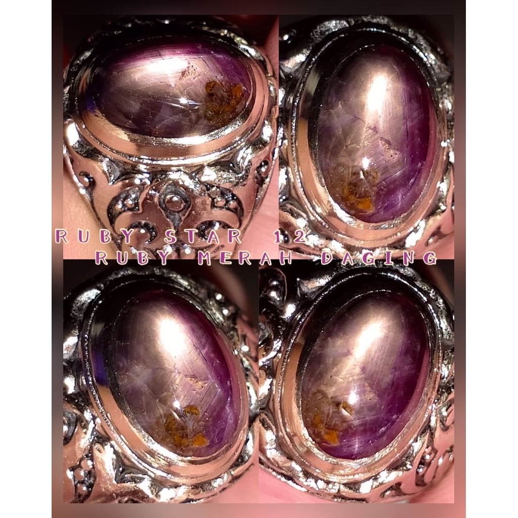 NATURAL CINCIN PERMATA RUBY STAR 12 MERAH DAGING LUSTER MAYUNG AJIB ANTIK LANGKA