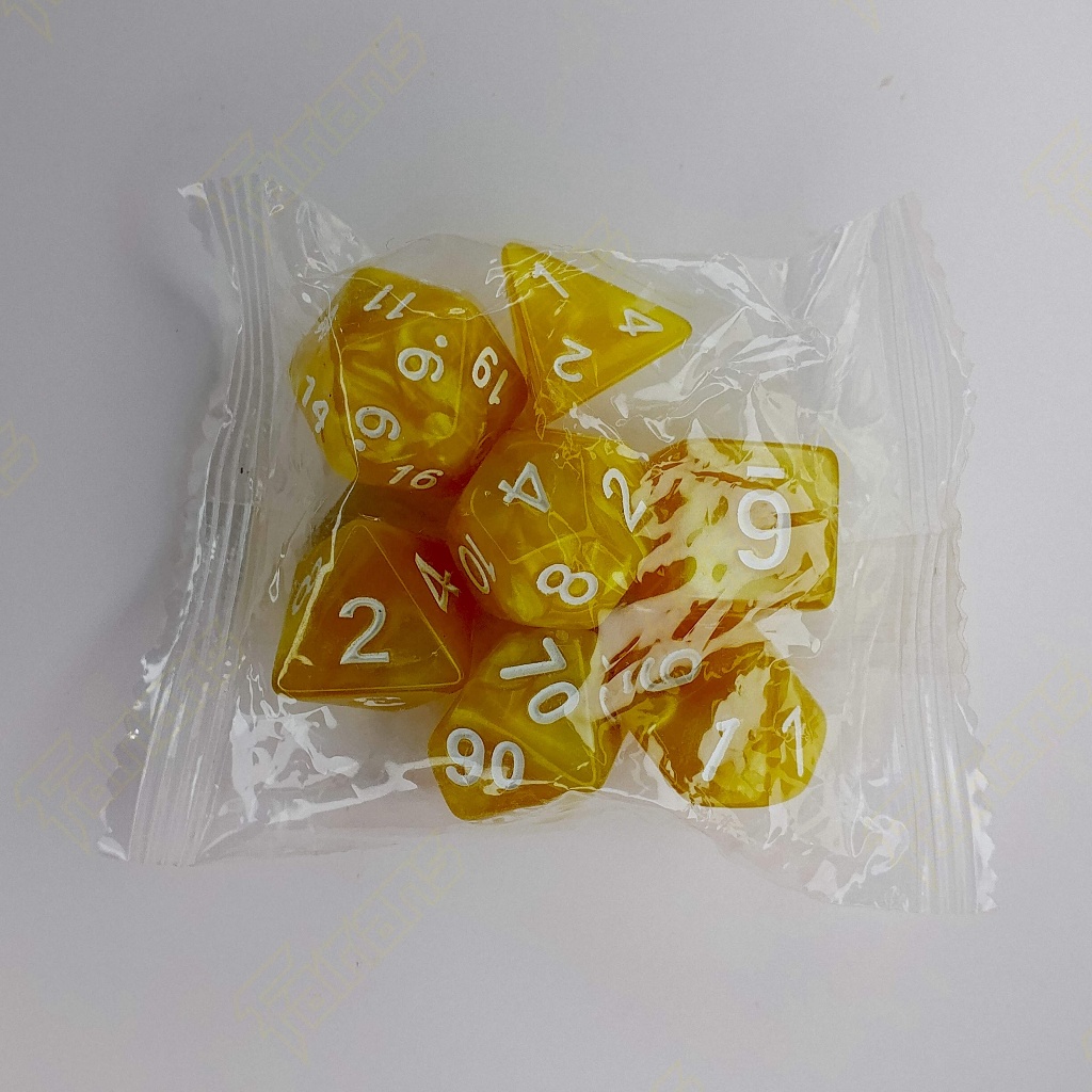 Dadu/Dice DND Polyhedral set isi 7 (Jade Yellow)