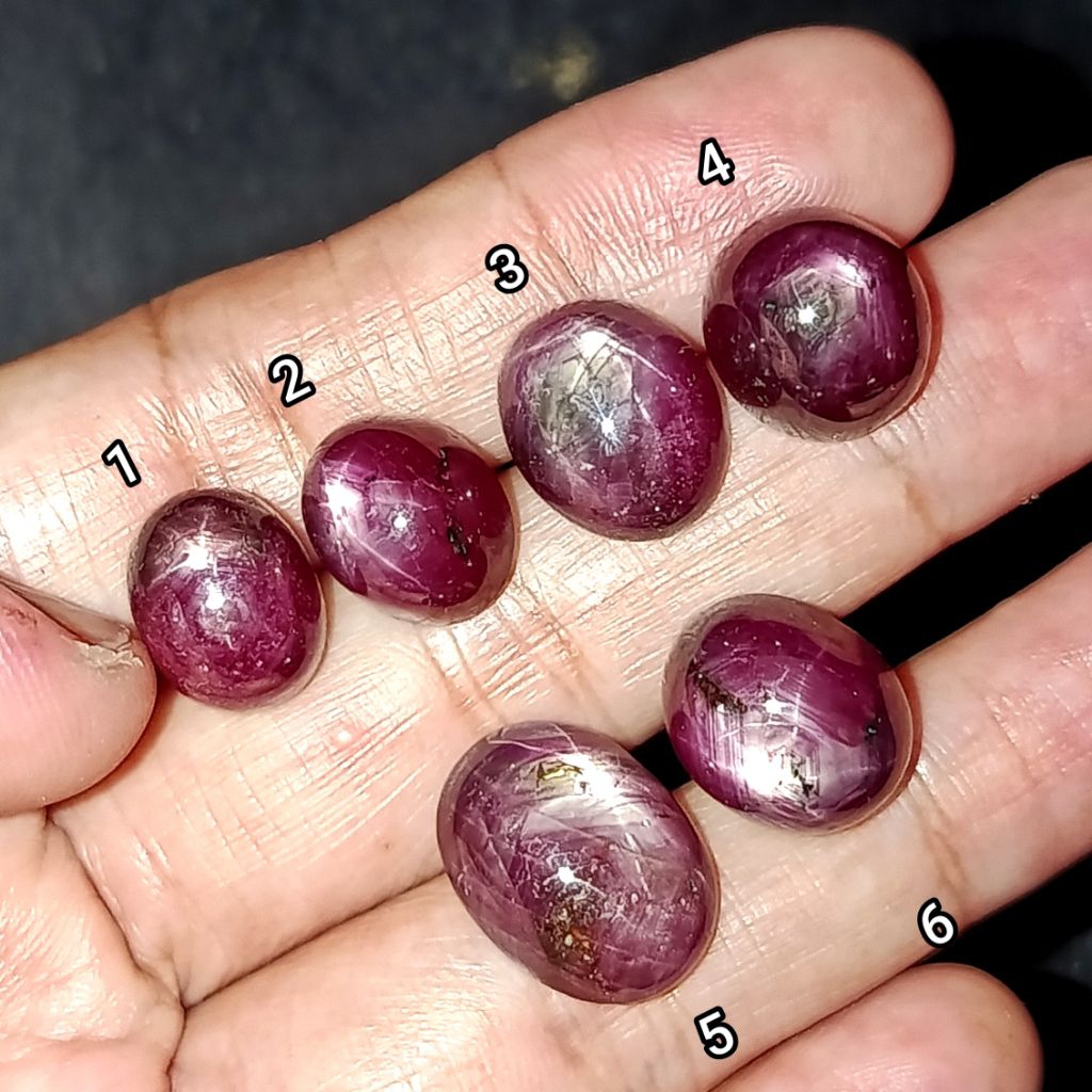 Natural Batu Cincin Merah Rubi Star Asli High Quality - Natural Red Ruby Star Merah Daging
