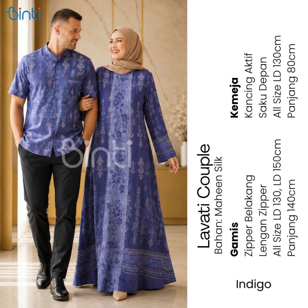 LAVATI DRESS COUPLE BAHAN MAHEEN SILK LD 130 150 BY BINTI Gamis Muslim Wanita Kondangan Pesta Lebara