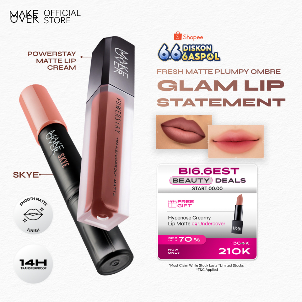 MAKE OVER Fresh Matte Plumpy Ombre: Glam Lip Statement - Base Ombre Matte Ombre Seger Tahan Lama Eas
