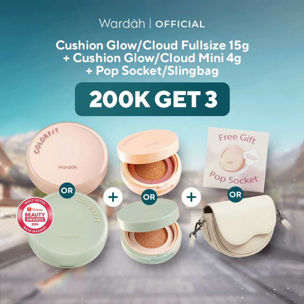[NEW LAUNCH!] Wardah Cushion Mini 200K GET 3 - Cushion Mini Colorfit 5D Blur Cloud Cushion 4g/Colorf