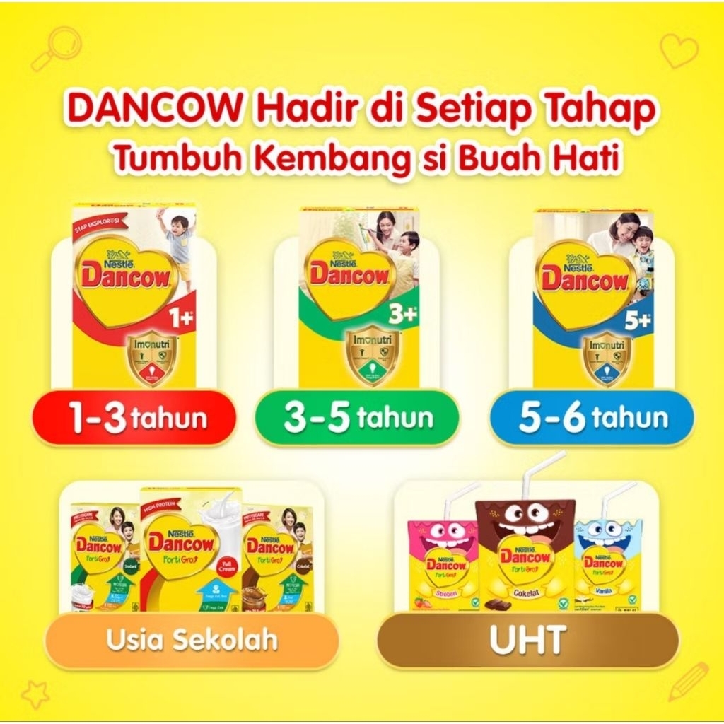Susu Pertumbuhan Dancow 1+ 3+ 5+ Rasa Vanilla, Madu & Coklat 350gr/750g/1Kg - 0 Gram Sukrosa, Perlin