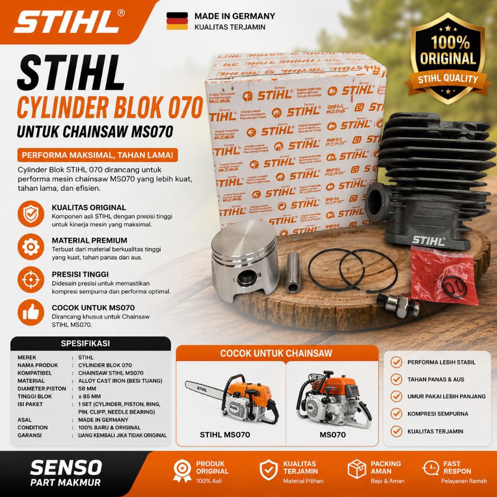 STIHL CYLINDER BLOCK SET LENGKAP CHAINSAW BESAR 070
