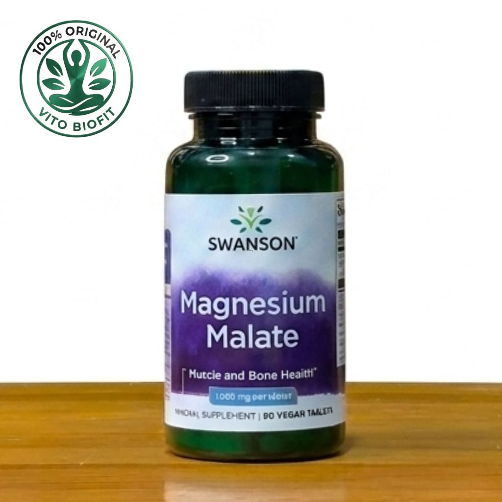 Swanson Magnesium Malate 1000 mg 60 Vegan Tablets - Suplemen Kesehatan Otot Tulang Original
