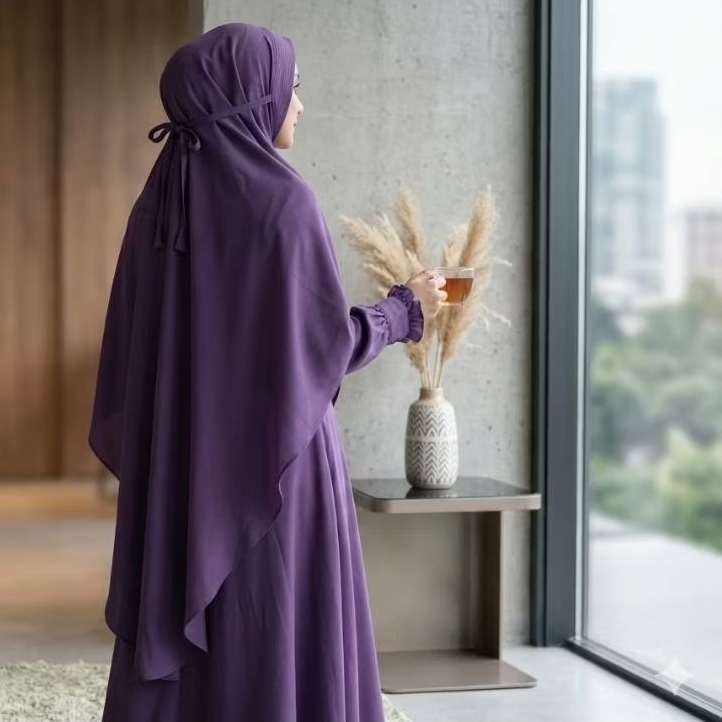 Gamis Umbrella Syar'i set Khimar tanpa ped brand RH Hafidzah Suhera
