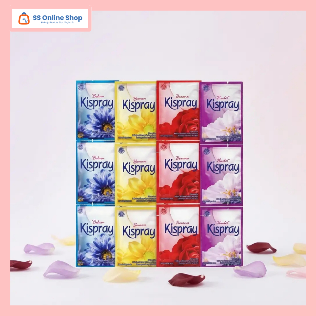 [SS ONLINE 100% ORI BAL]  KISPRAY SACHET 7ML– BAL ISI 12 LUSIN, PELICIN & PEWANGI PAKAIAN WANGI TAHA