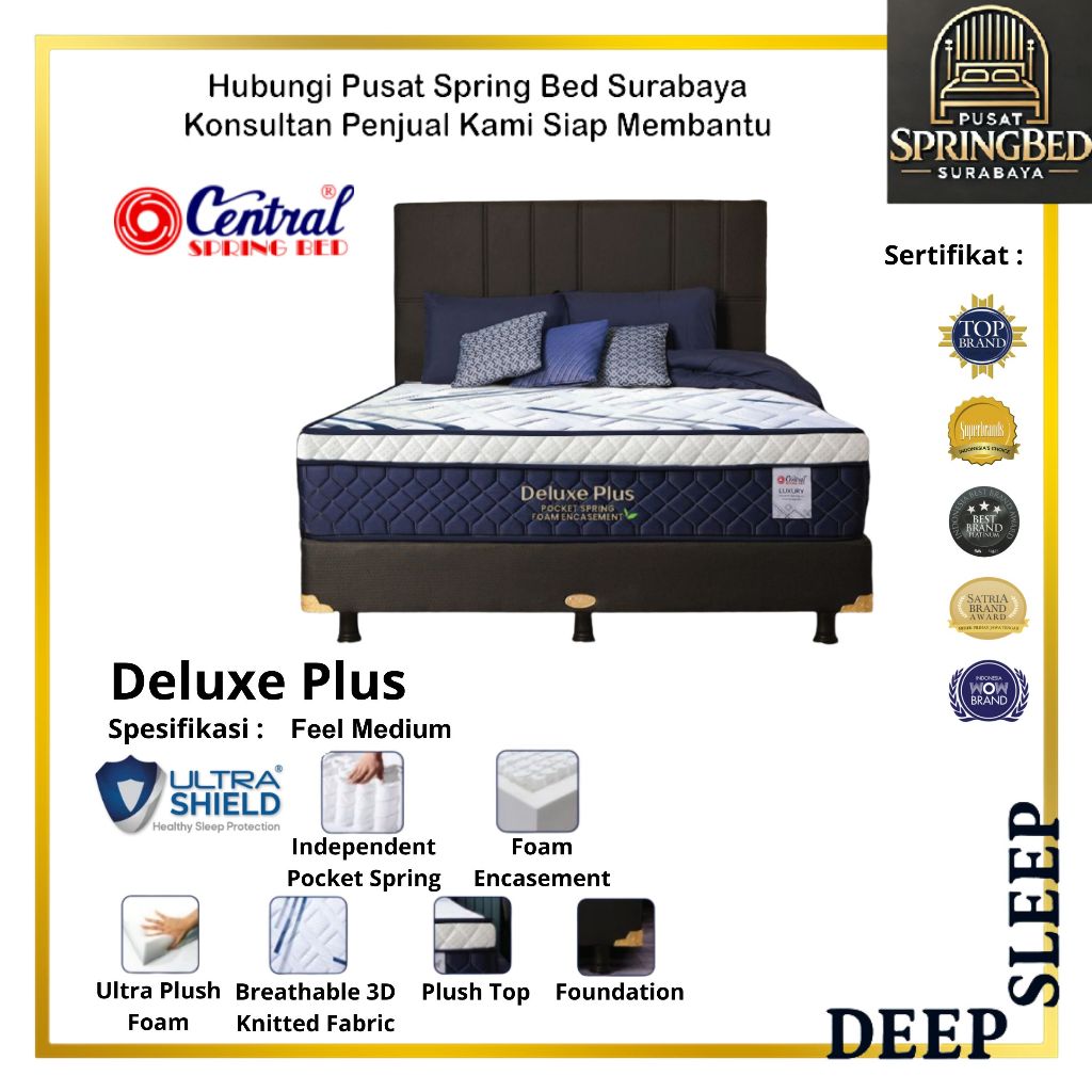 PUSAT SPRINGBED SURABAYA - Central Spring Bed DELUXE PLUS POCKET SPRING Uk. 90, 100, 120, 160, 180, 