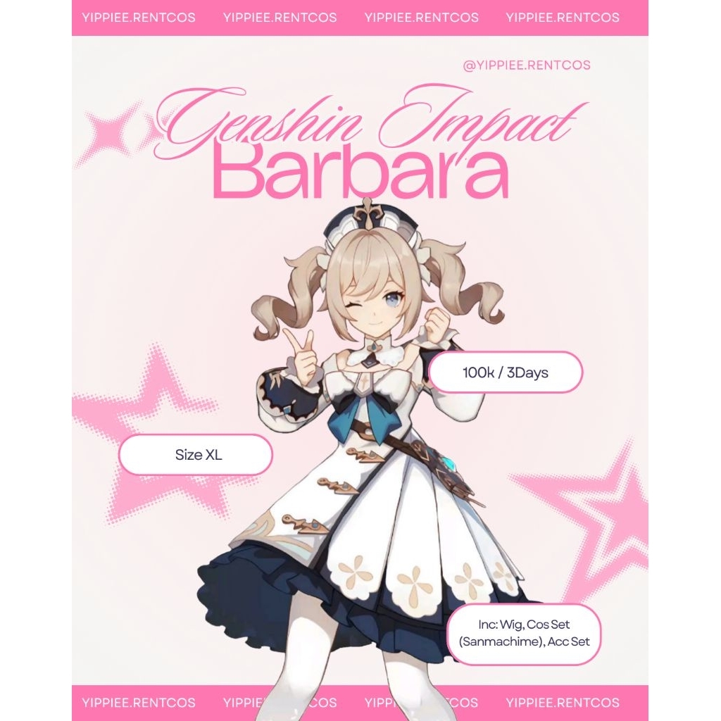 (RENTAL/SEWA) Kostum Barbara Genshin Impact Cosplay
