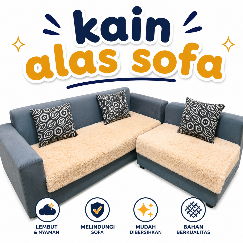 Cover Sofa Alas Kursi Kain Bulu Lembut Ukuran(60cm x 180cm) Alas Sofa Premium