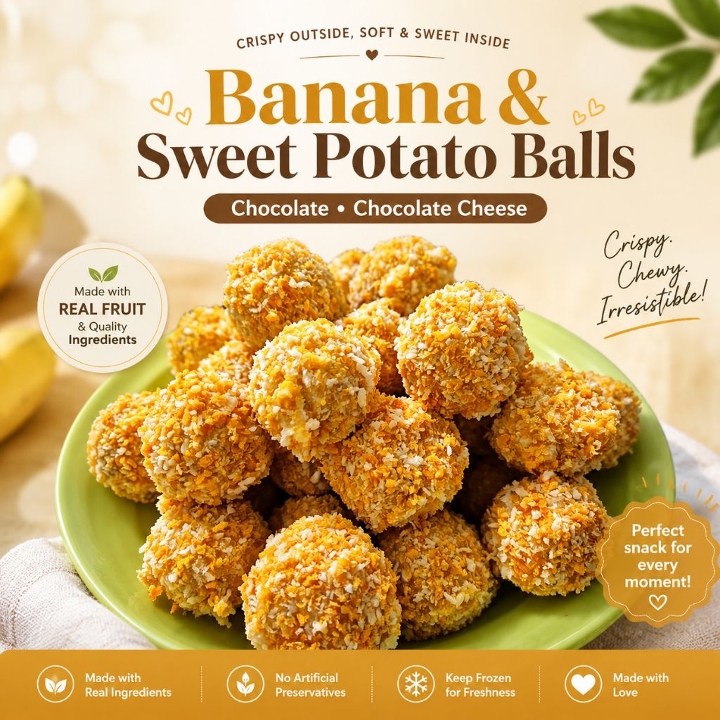 Bola ubi coklat keju