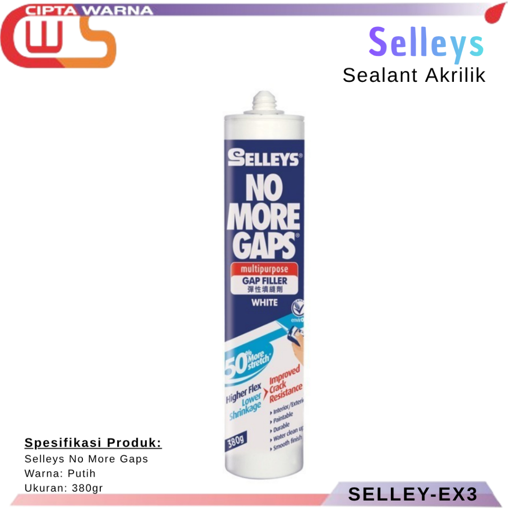 Selleys Sealent Akrilik Penambal Celah Tembok Penutup Retak Dempul Plamir No More Gaps 380 gram - C1