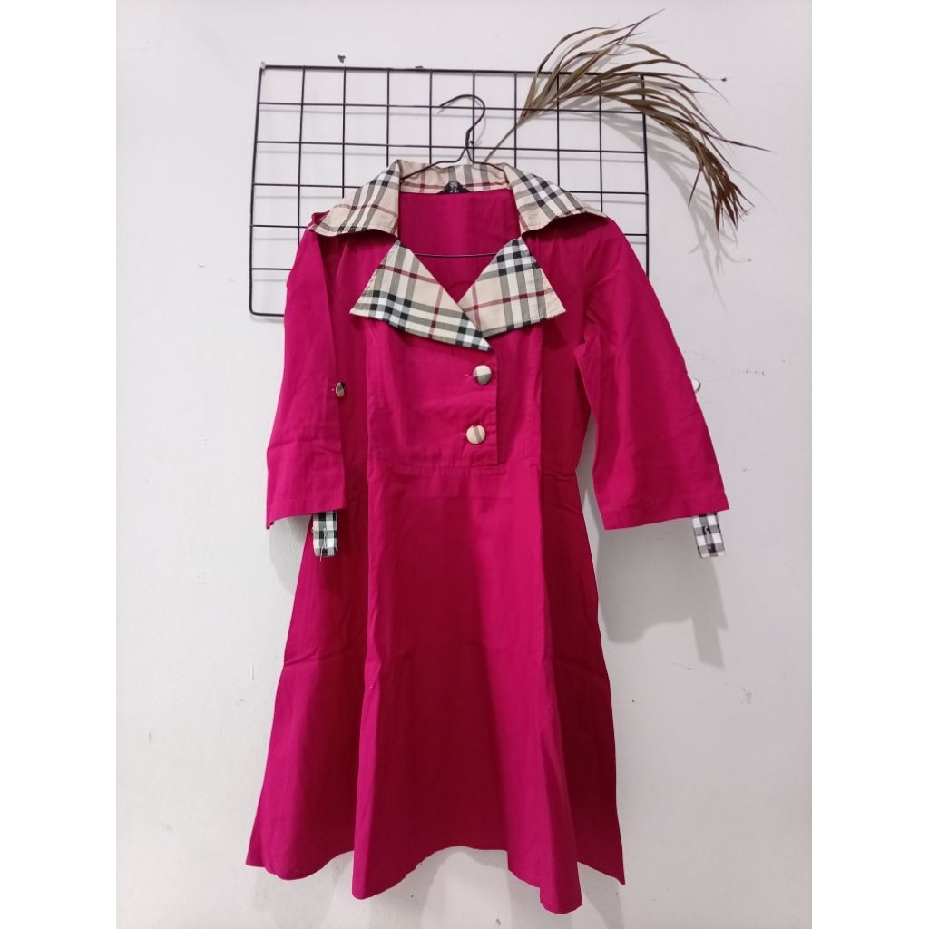 Dress korean style kerah kotak kotak
