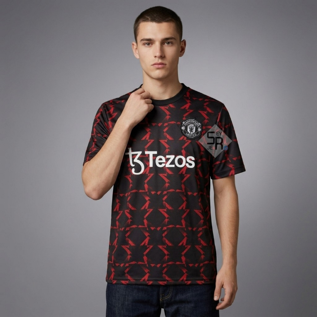 Jersey Mnchstr Untd Training Tezos 2024 2025 Baju Sepak Bola Warna Merah Pasang Custom Sablon Nama N