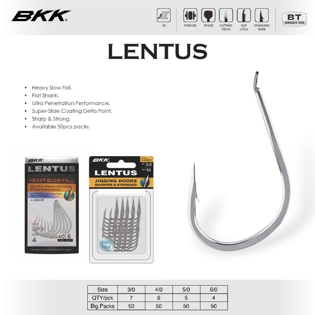 Hook BKK Lentus Slow Fall | Hook Slow Jigging | Kail Jigging | Kail Pancing