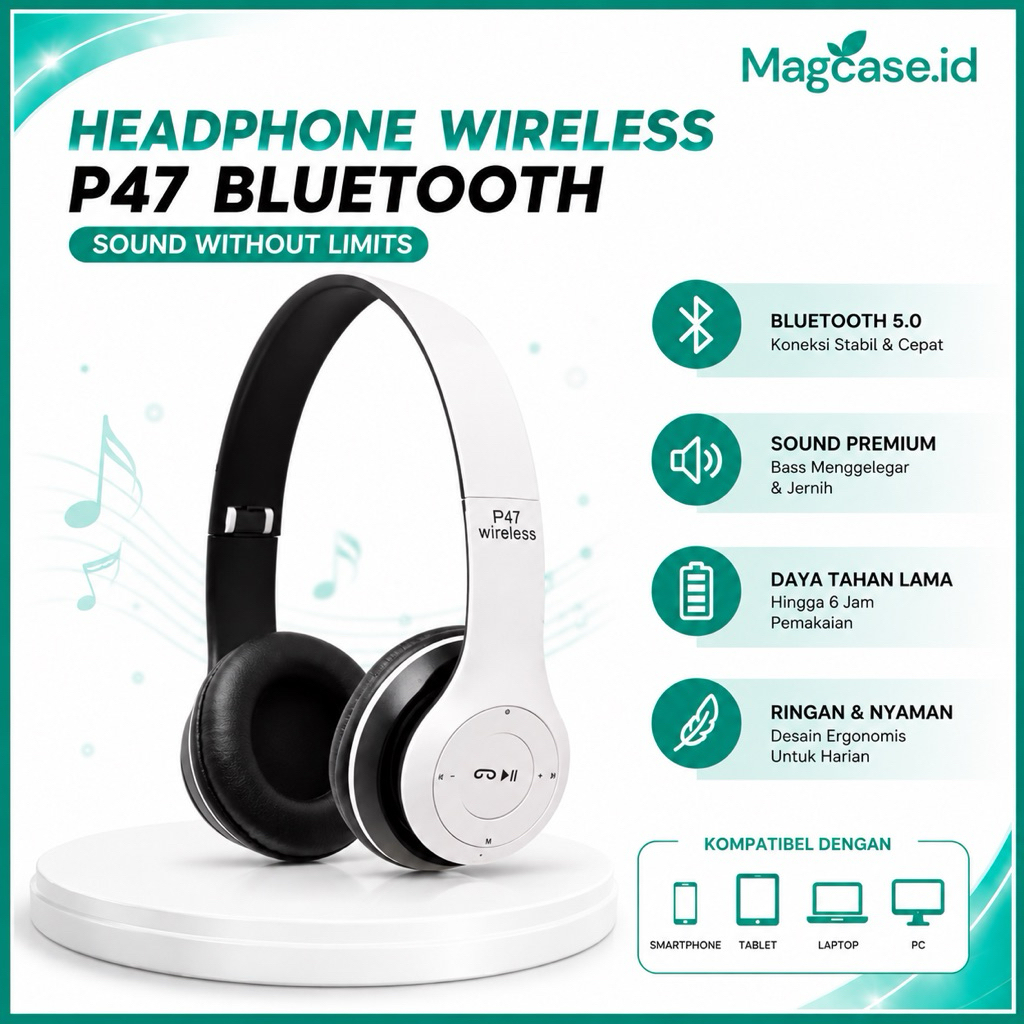Magcase- -P47 HEADPHONE Bluetooth Gaming Headset Wireless Pro Bass P47 headset Bluetooth p47 headset