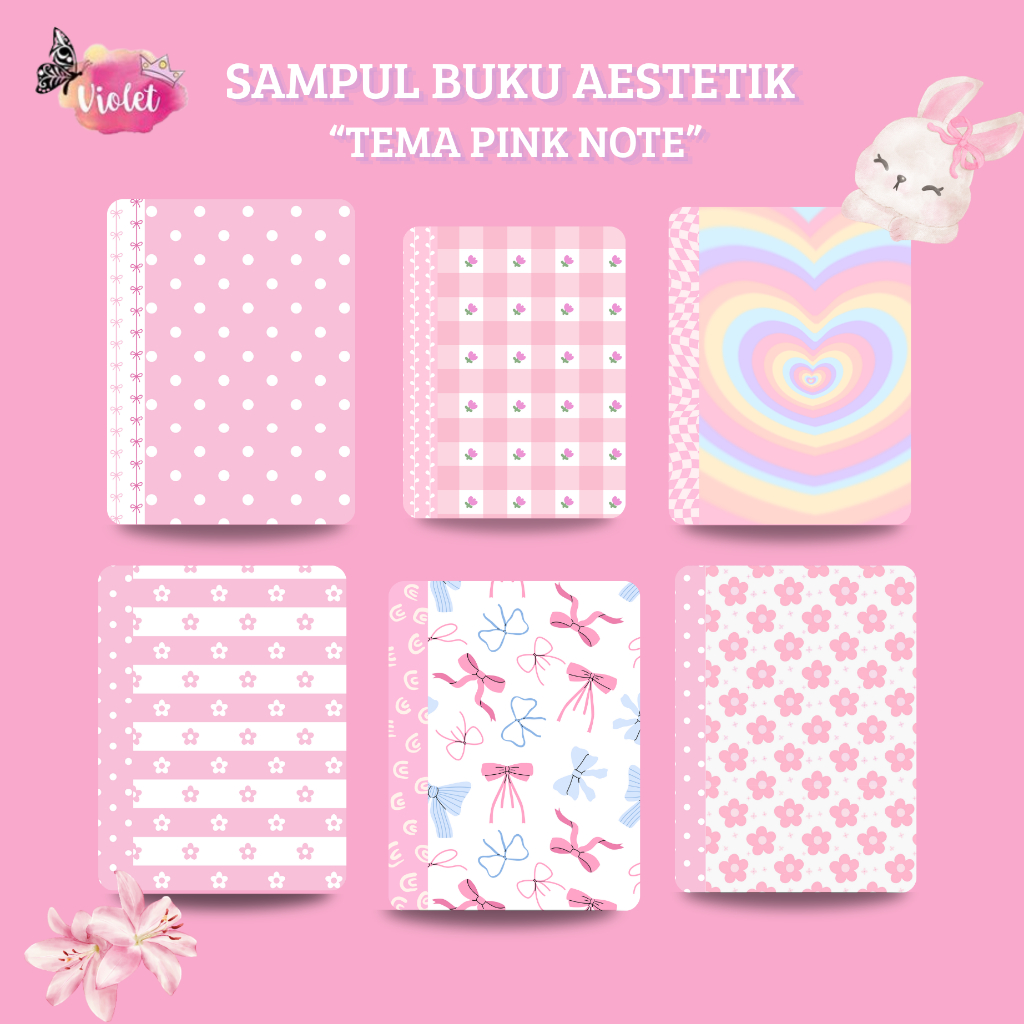 SAMPUL BUKU AESTHETIC - PINK NOTE KAWAII