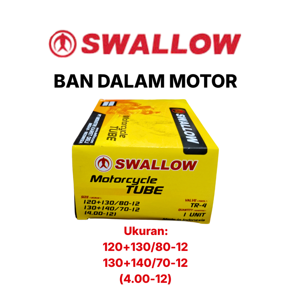 Ban Dalam Merk Swallow Ukuran 120+130/80 Ring 12