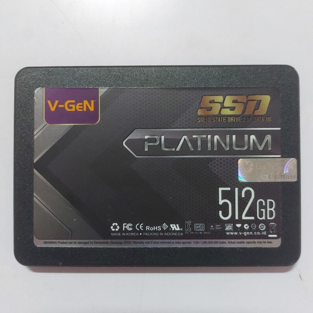 SSD SATA 2,5 inch 512 GB VGEN PLATINUM Sentinel 100% ( BEKAS )