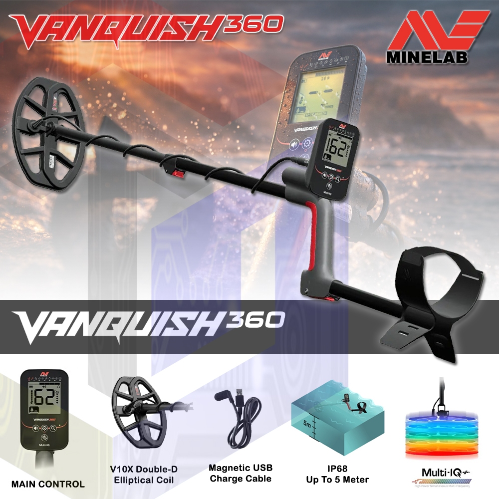 Minelab Vanquish 340 Alat Detektor Pemindai Scanner Pencari Emas Logam Metal Detector dan Waterproof