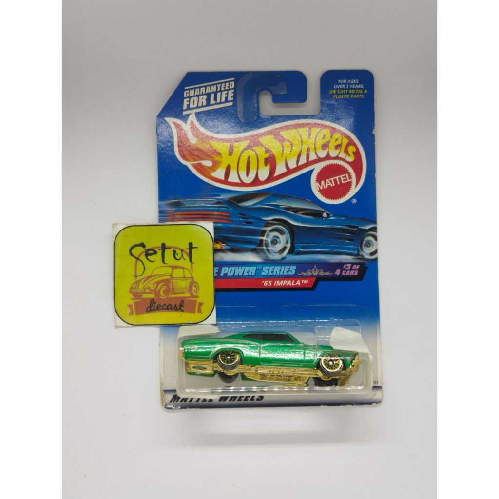 HOT WHEELS HOTWHEELS 65 IMPALA PINSTRIP BLUE CARD HIJAU GREEN