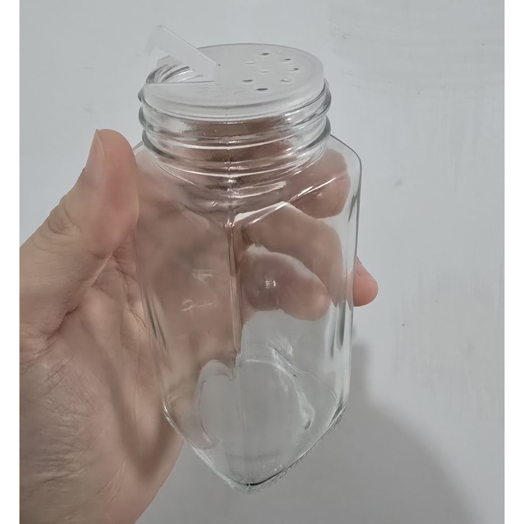 Botol Bumbu Bubuk Kaca Persegi Transparan Estetik 120g