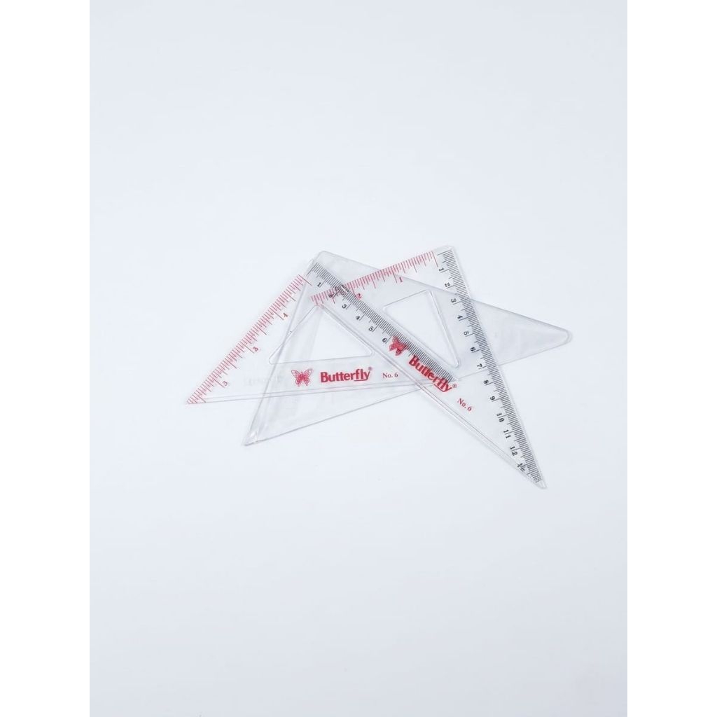 Penggaris Segitiga Set Butterfly No. 6 / Penggaris Mika Arsitek Teknik Sekolah