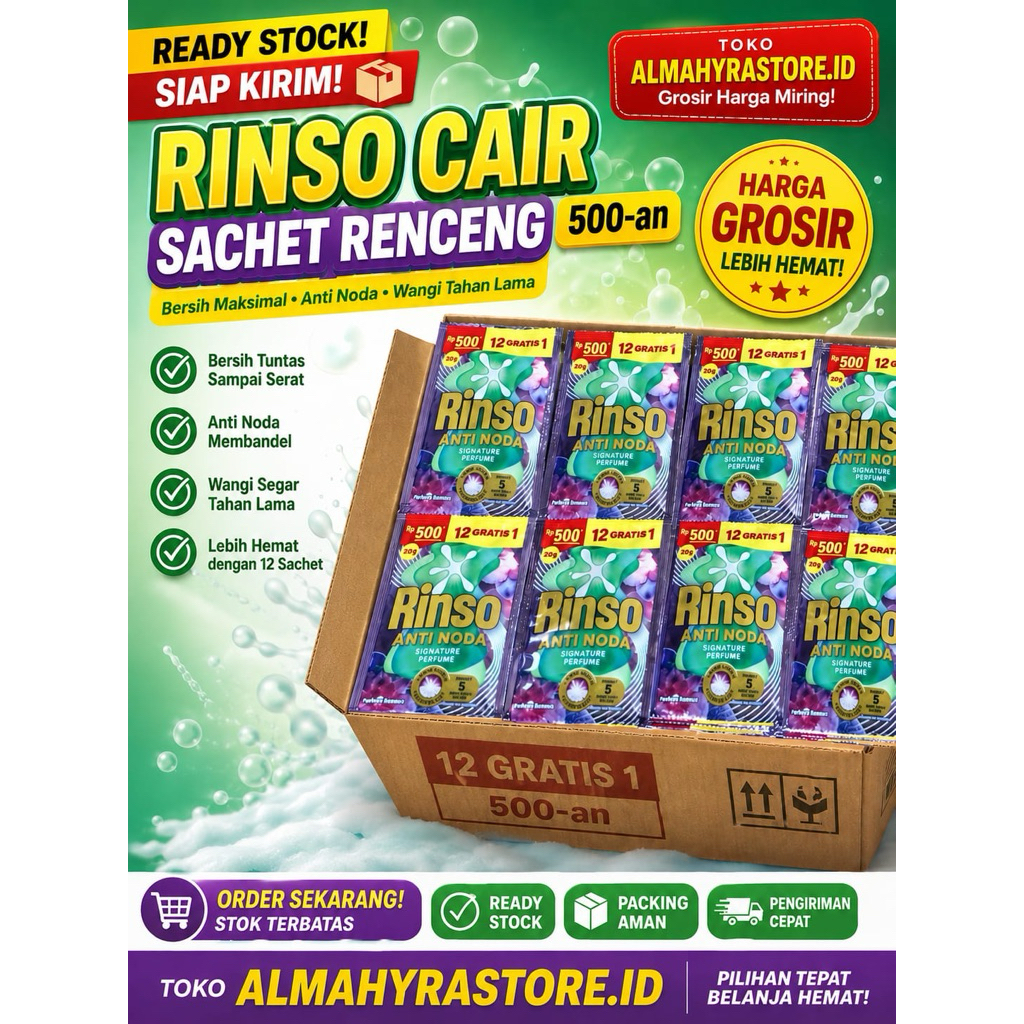 RINSO CAIR SACHET 1 DUS HARGA PROMO