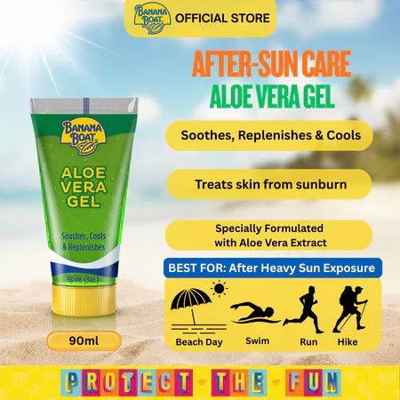 Banana Boat Aloe Vera Gel 90ml - Aftersun Gel Ringan, Melembapkan & Menenangkan Kulit -Aftersun