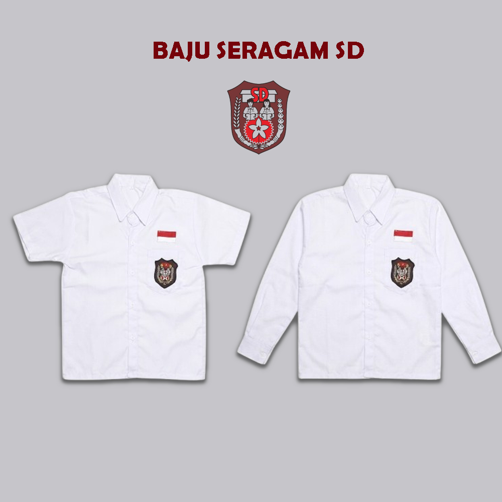 Baju Seragam Sekolah SD Putih Lengan Panjang dan Pendek - Nyaman, Berkualitas, Tidak Tembus Pandang