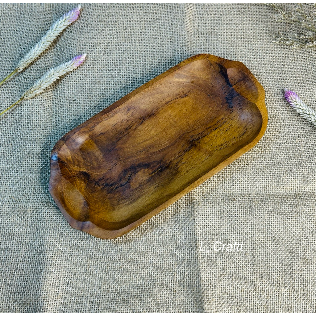 piring kayu/piring saji/piring sushi/kebab kayu jati 12x25cm ( S8 )