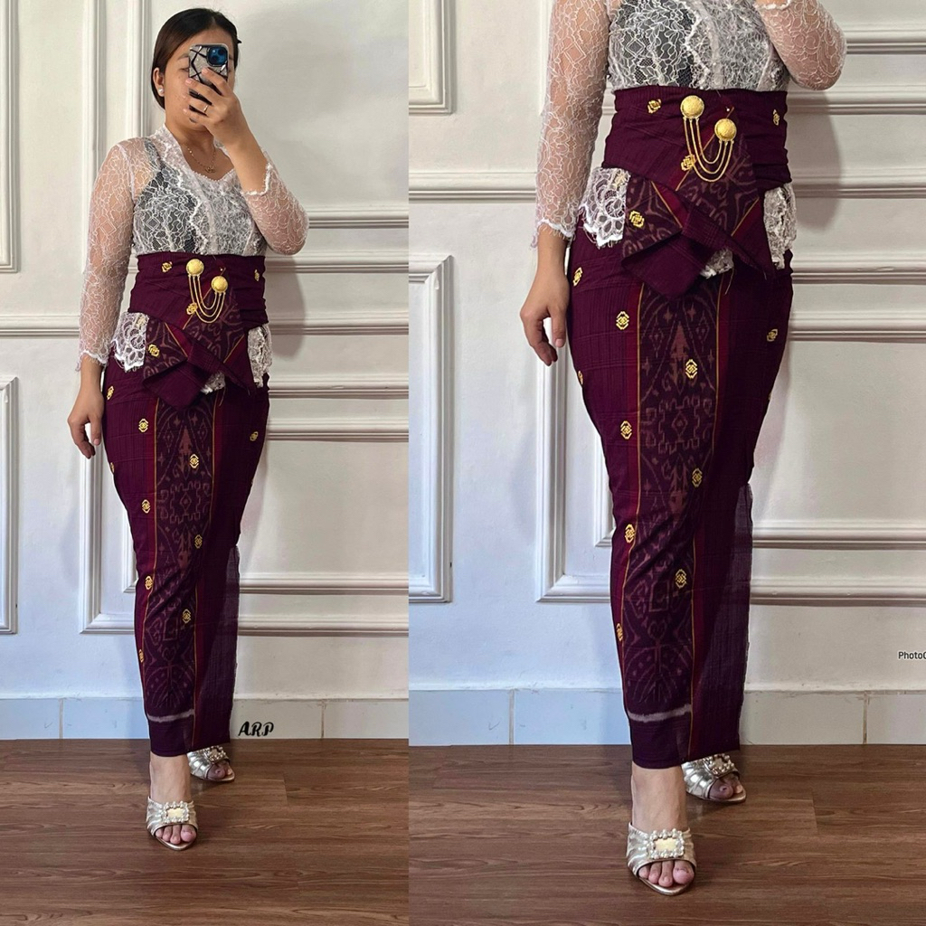 Kamen endek tenun dobol set selendang
