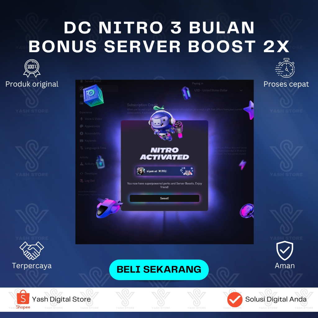 NYTR0 3 BULAN BONUS 2X B00ST - VIA LOGIN - GARANSI 3 BULAN - FAST PROCESS