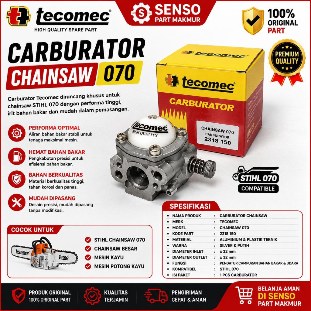 CARBURATOR ASSY CHAINSAW 070 TECOMEC (KARBURATOR SENSO 070/720 TECOMEC