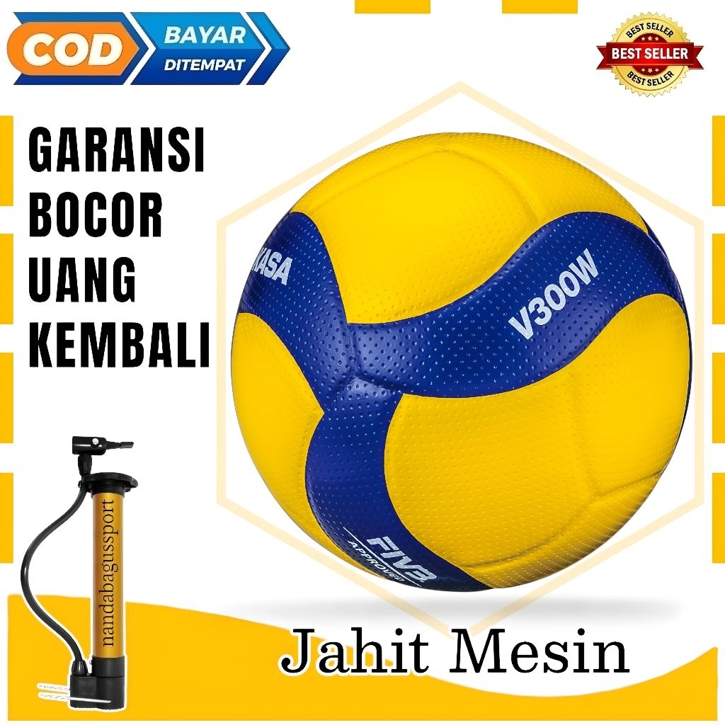 Bola Voli Mikasa V300W Proliga Size 5 Jahit Mesin Ball Volley Premium Bonus Pompa Untuk Latihan & Pe
