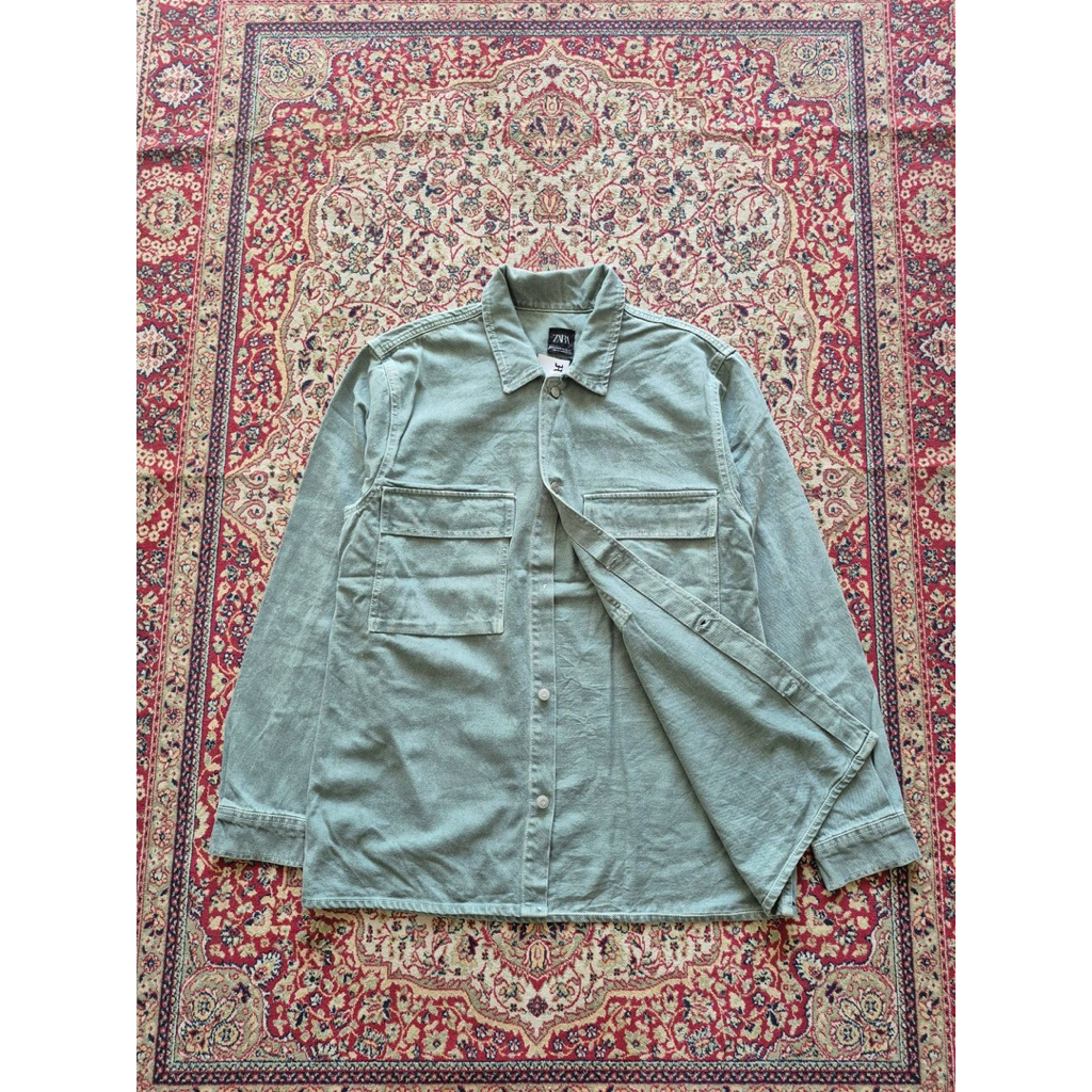 P Zara casual overshirt Overdyed denim jacket