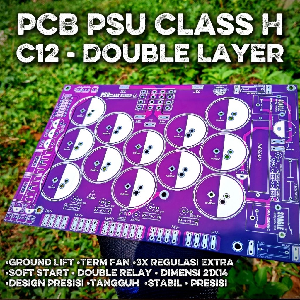 PCB PSU CLASS H C12 | Double Layer | Fullfeature | JLPCB | Term Fan , Ground Lift , Soft Start | Dou