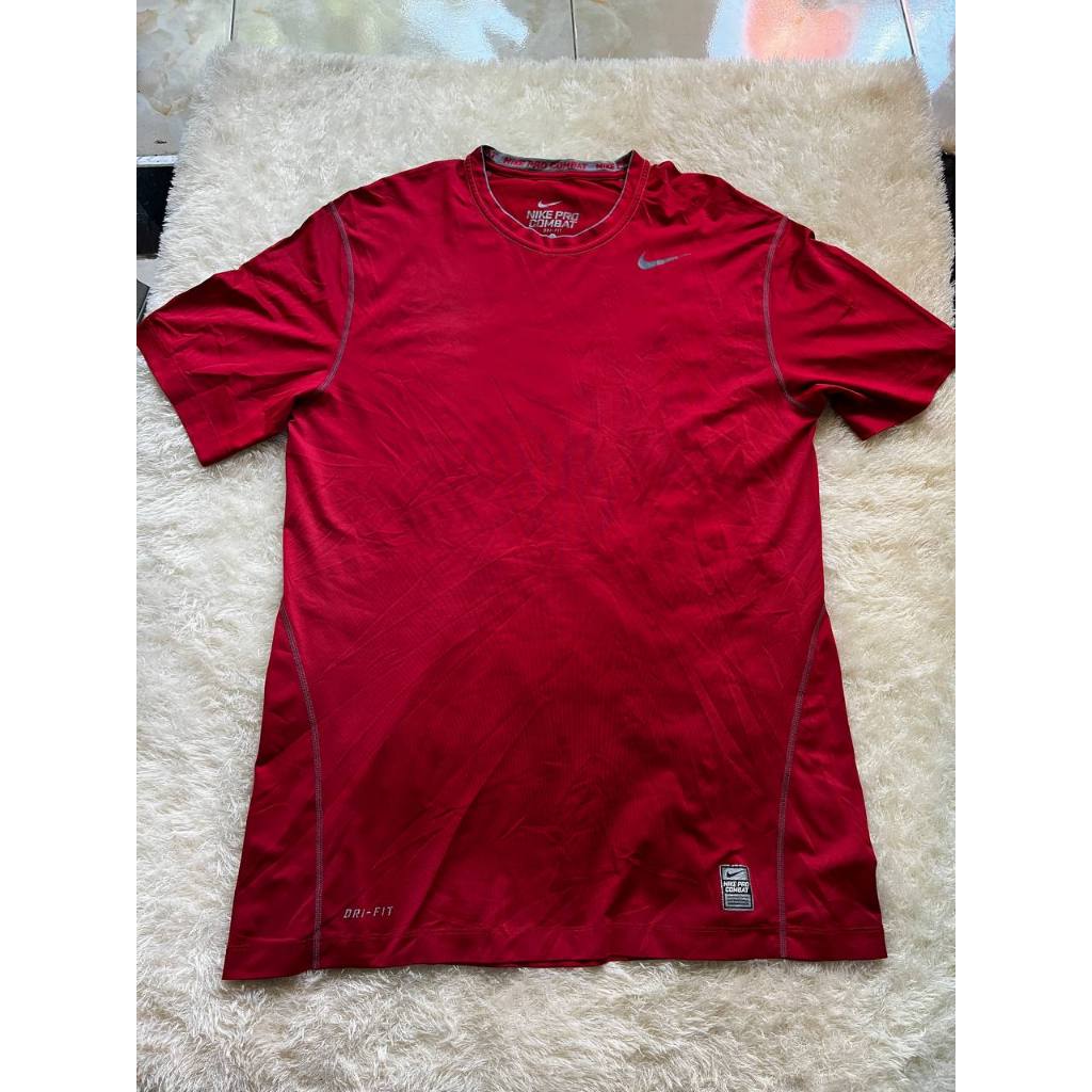 Nike Pro Combat Shirt Large Red Compression Performance