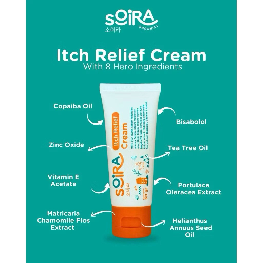 soira Itch Relief Cream - krim ruam popok & alergi bayi - atasi iritasi gatal kulit sensitif